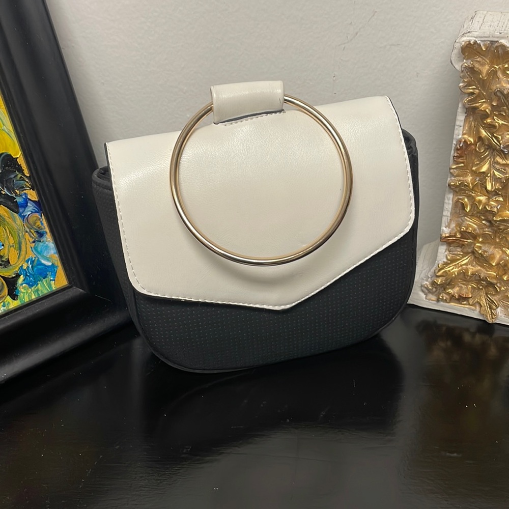 Black & Off White Mini Wristlet Handbag